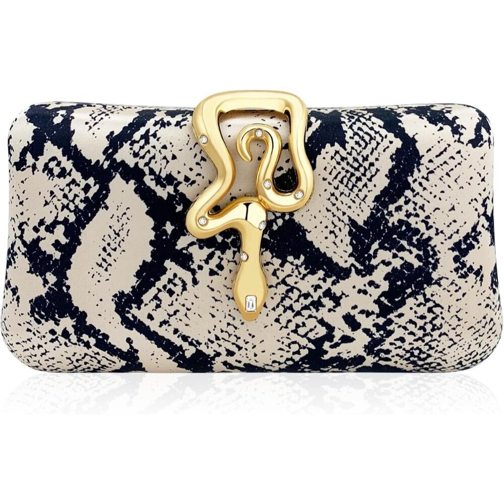 Stunning Glitter Hard Shell Clutch with Gold Accents, Ideal for Parties & Proms